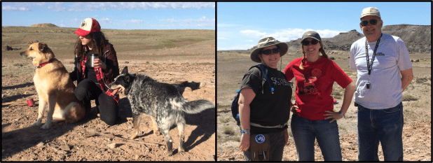 Left: Ruby Rover with our "Martians," Quinn and Neva; Center: The Tiger team, getting ready to head out for the day (from left: Barbara Cohen, Becky Williams, Tom Chidsey)