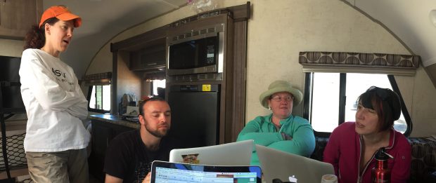 Science team debrief/findings comparison (from left: Michelle, Geoff, Linda, Aileen)